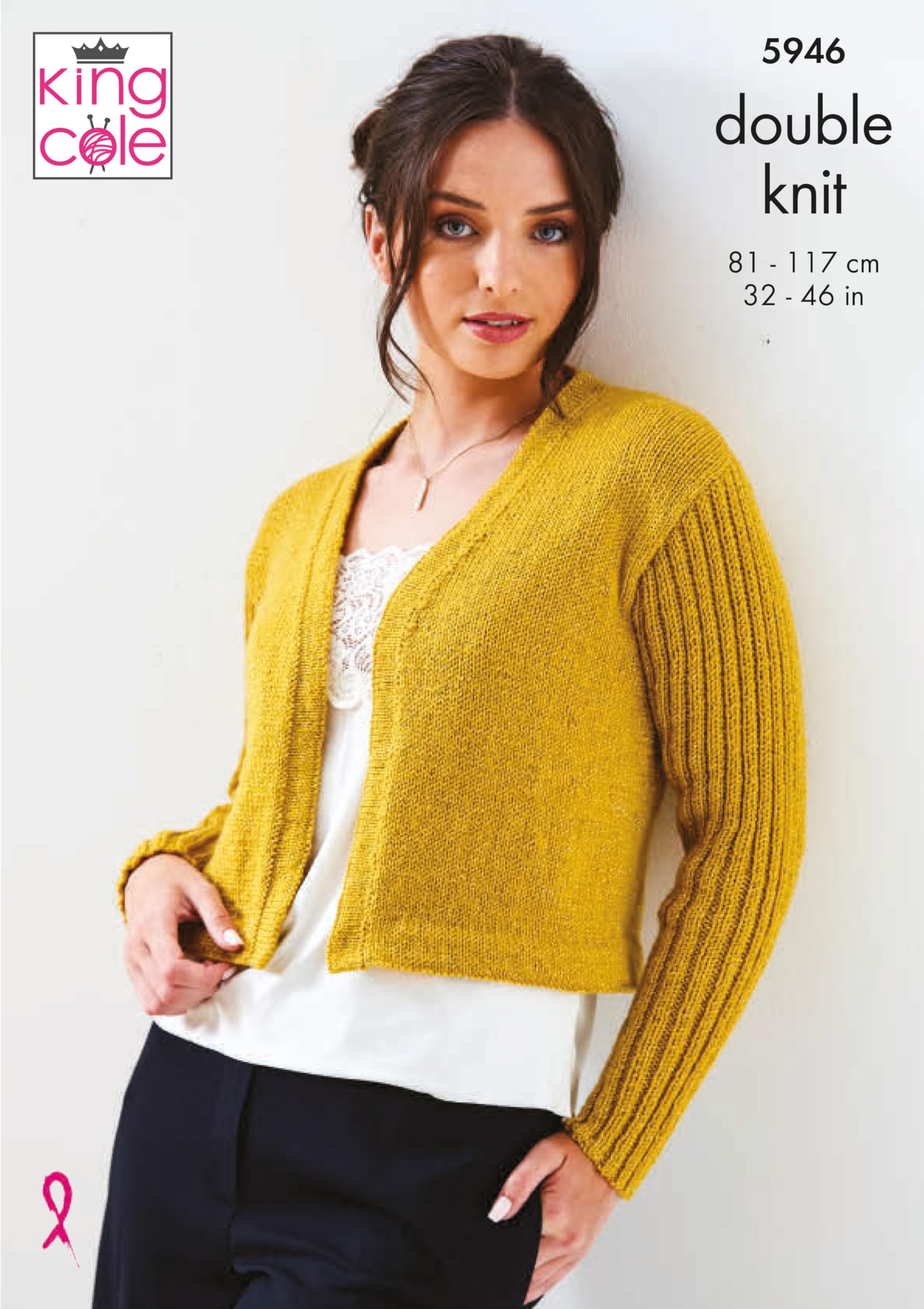 King Cole 5946 Knitting Pattern Womens Cropped Jacket and Tank Top in Glitz DK
