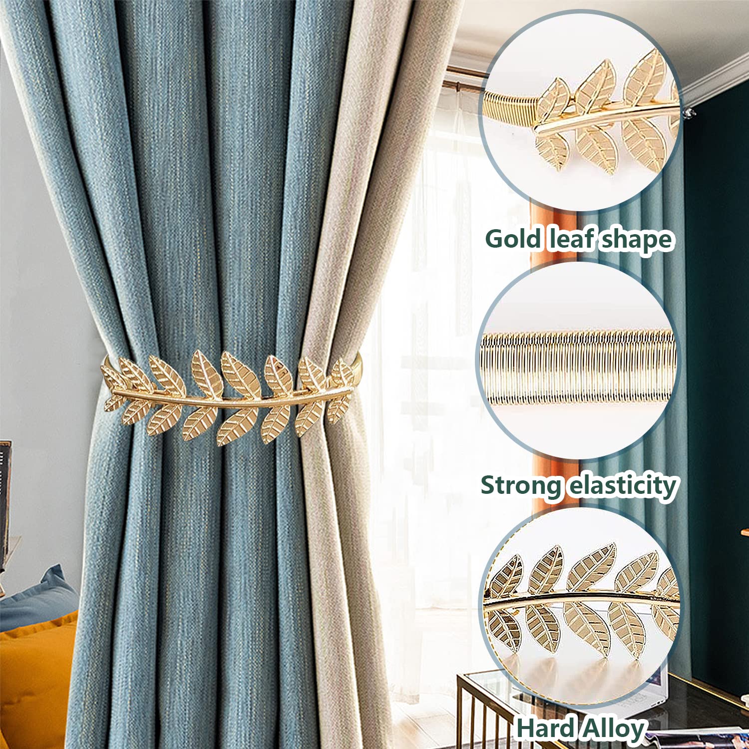 Fermatende (oro), 2 pezzi creativi in metallo con fermaglio per tende, foglia cava, accessorio decorativo per finestra | Leroy Merlin
