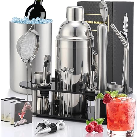 Impeccable 25-Piece Bar Set with Chilling Ice Bucket
