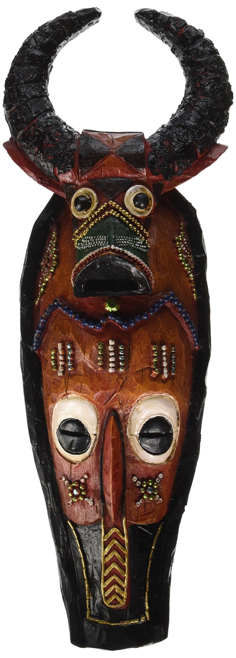 Design Toscano Masks of The Congo Cape Buffalo Wall Sculptures, woodtone 4.00" x 2.50"