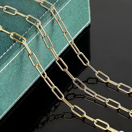 Miniatura 5 de Collar de cadena de clip chapado en oro para mujeres y hombres, cadena de eslabones de acero inoxidable a granel con anillos de salto y cierres de