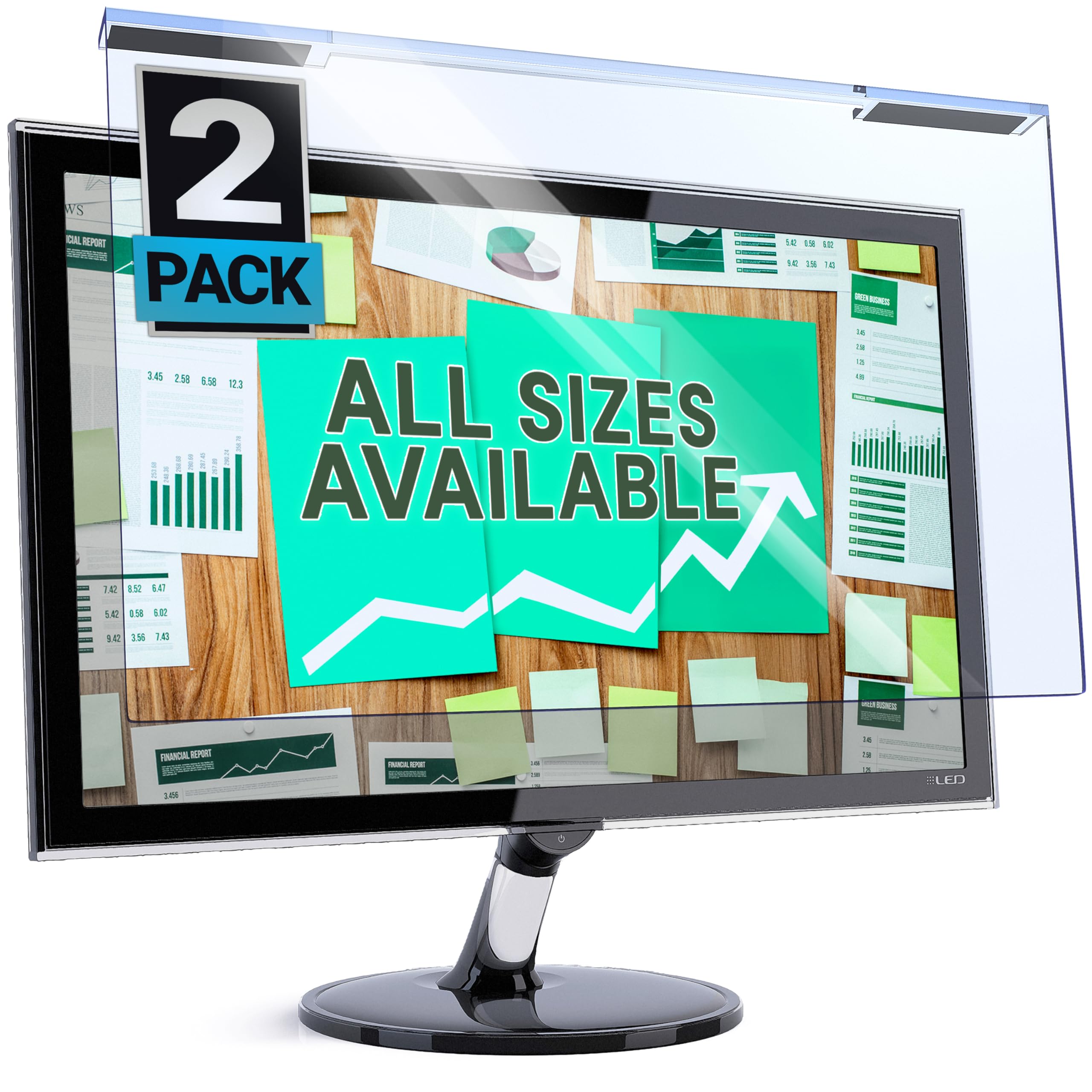 VINTEZ Blue Light Screen Protector for 21.5 Inch Computer Monitor and Laptop – Anti-UV Blue Light Blocking Film for Desktop PC, Eye Protection Filter, 19.3" x 11.3", 2 Pack