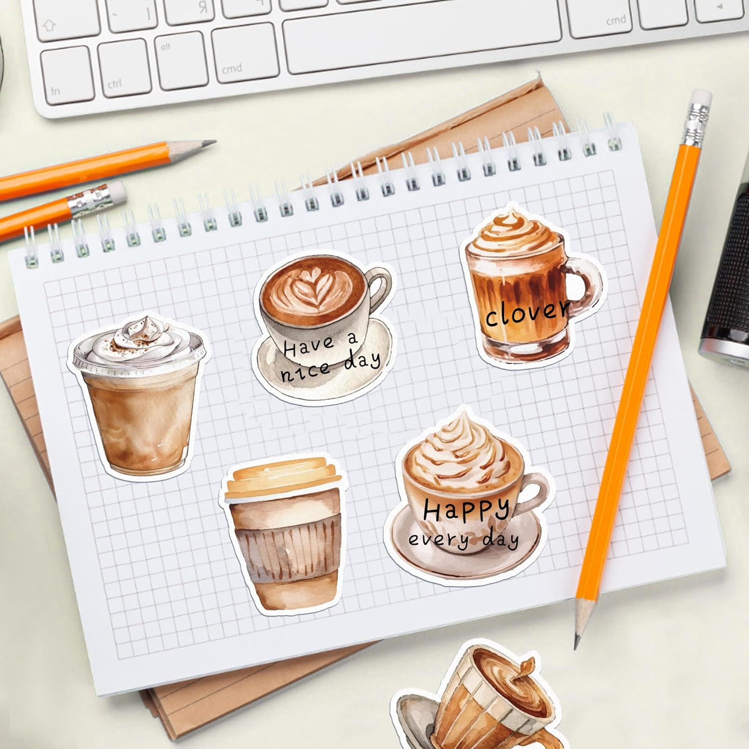 12 Design Coffee Cup Cute Sticky Notes Self-Adhesive Brown Themed Writing Funny Memo Pads for Coffee Lover Office School Supplies Student Gift Class Reward - 240 Sheets - Image 6