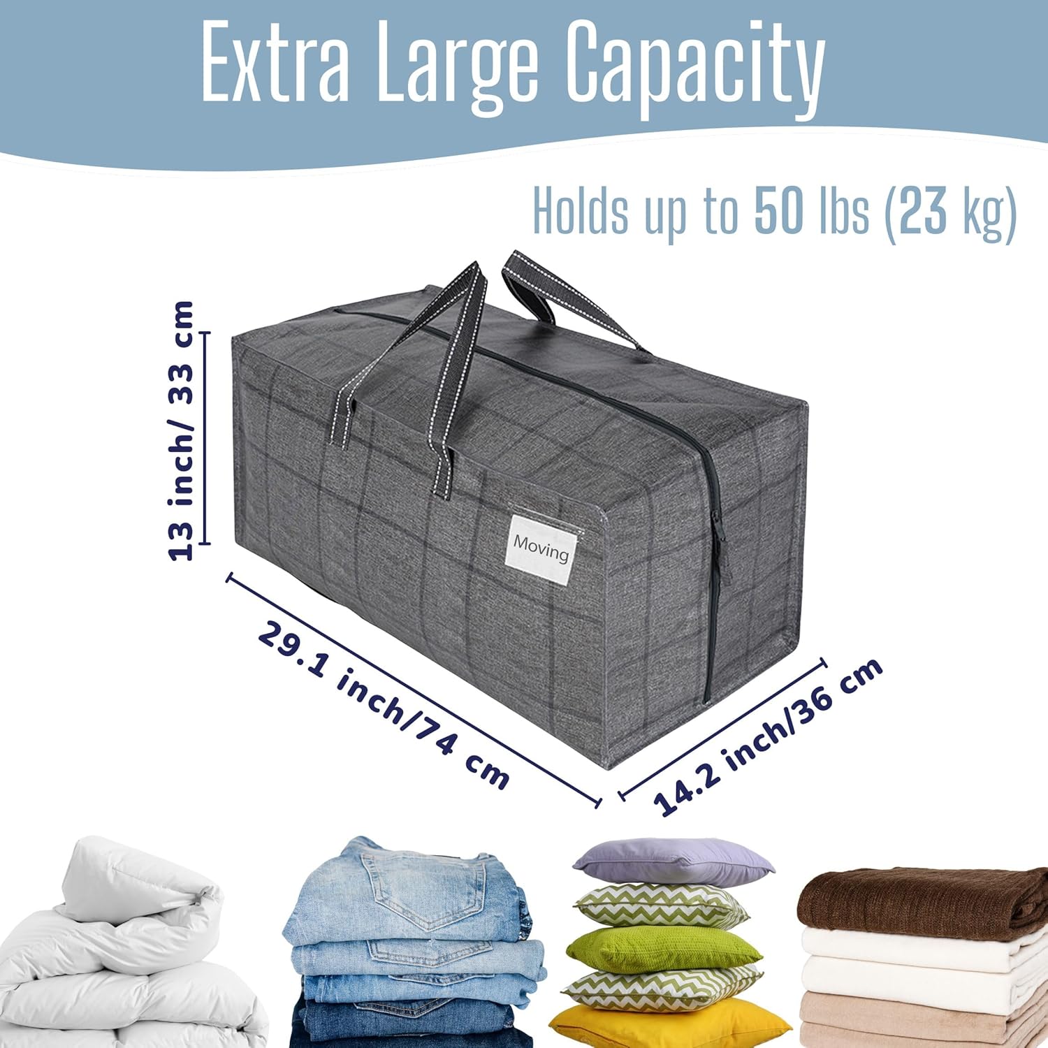 VENO 6 Pack Heavy Duty Moving Bags with Backpack Straps, Zippers & Handles, Extra Large Packing Bags for College Dorm Essentials, Moving Supplies Alternative to Cardboard Moving Boxes - Image 3