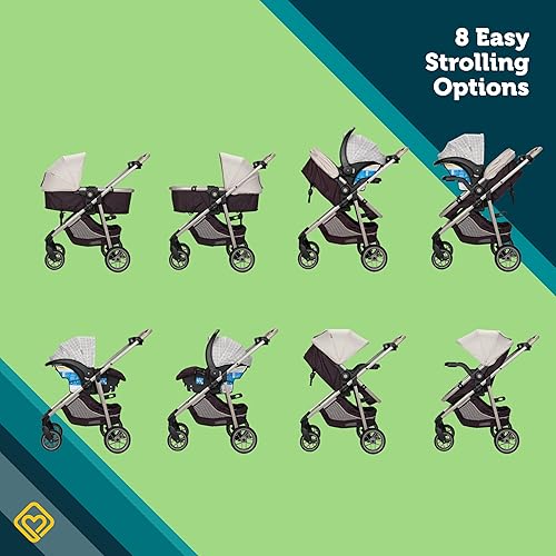 Vista 2 de Safety 1st Deluxe Grow and Go Travel System - Conjunto de cochecito y asiento de automóvil, sistema de viaje 8 en 1, capacidad de peso de 4 a 30
