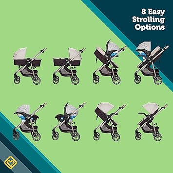 Safety 1st Deluxe Grow and Go Travel System Stroller and Car Seat Combo, 8-in-1 Travel System, Weight Capacity 4-30 lbs, Dunes Edge