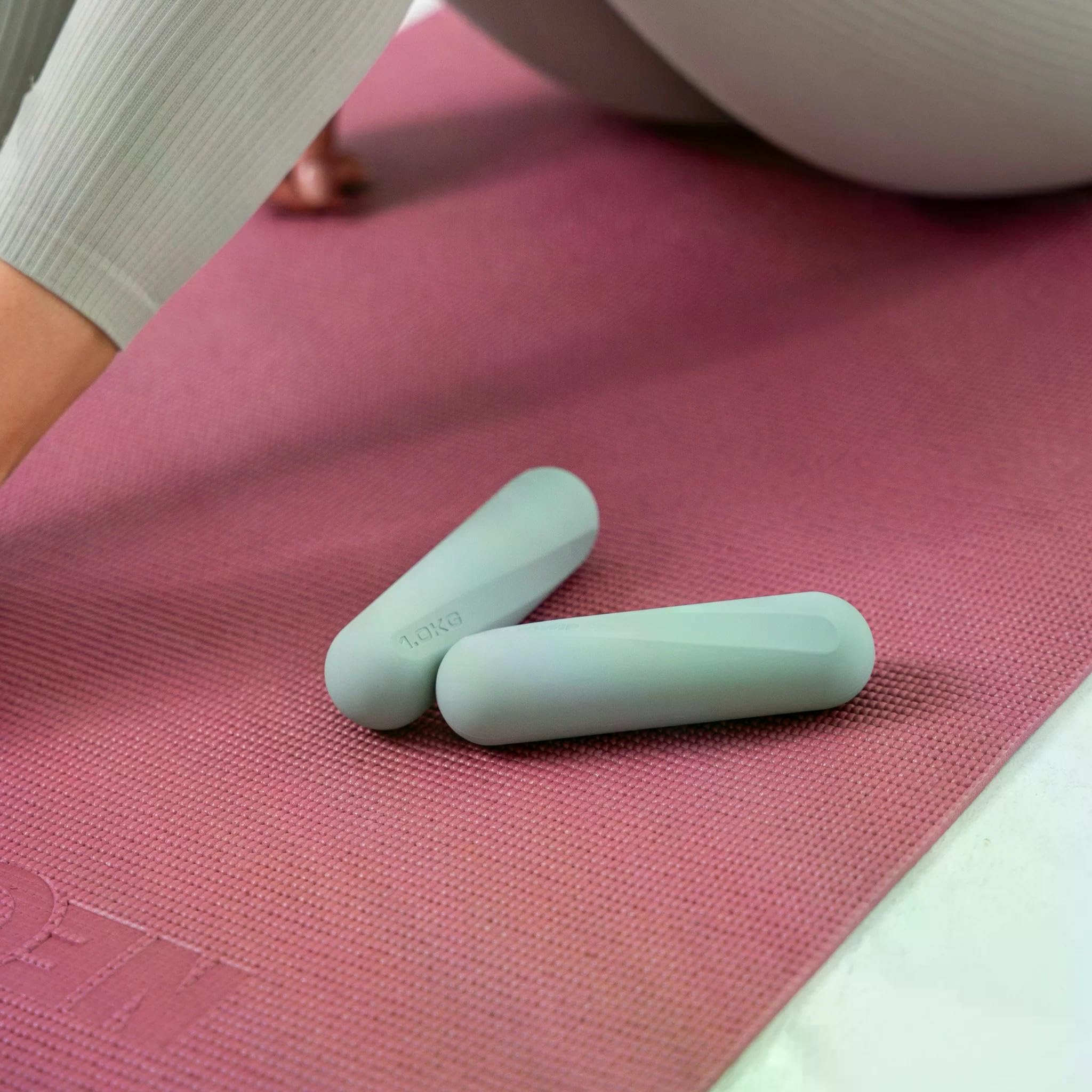 NEOLYMP Pilates Hanteln 1 kg – rutschfestes Silikon Hantelset – ergonomische Kurzhanteln 2er Set für Pilates, Yoga & Home Workout – kleine Hanteln für Frauen