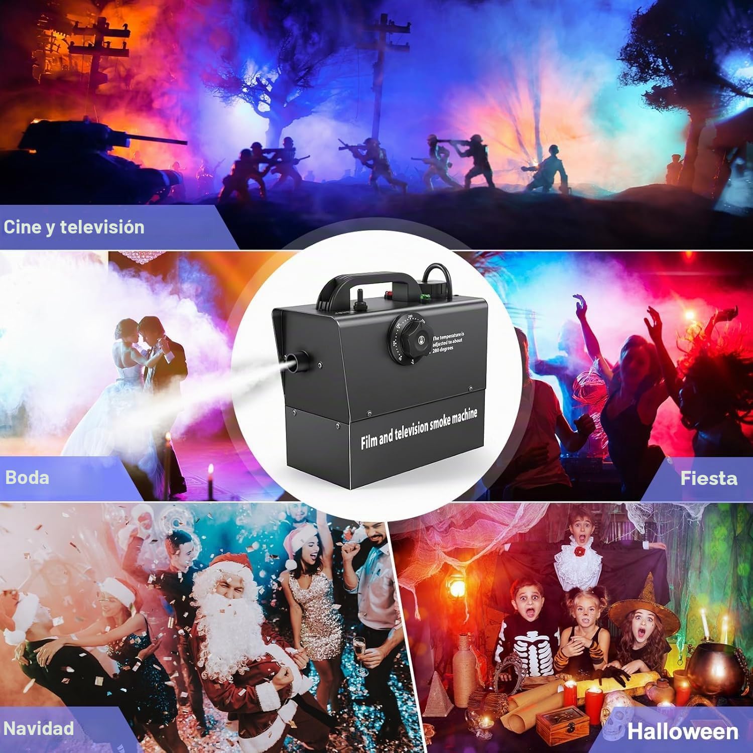 Máquina de Humo Portátil de 400 W, Batería Incorporada, 21000 mAh, Corriente Visible, Adecuada para Teatro, Grabación de Películas y Televisión, Halloween, Navidad, Fiestas, Reuniones Familiares