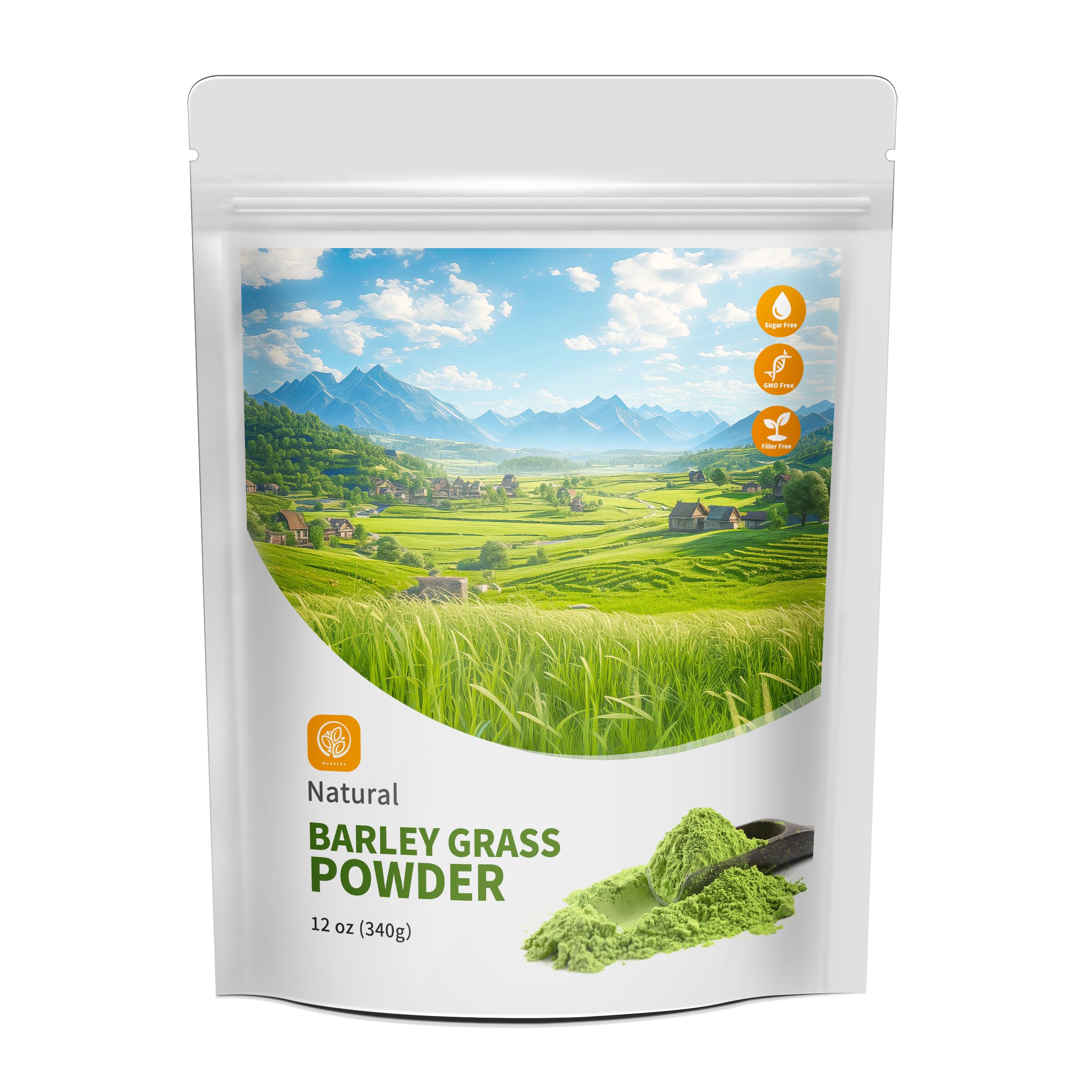 Hudetex Barley Grass Juice Powder 12 oz - 100% Pure Wheatgrass Powder, Supports Cardiovascular, Liver and Digestive Function, Vegan, No Maltodextrin & Sugar.