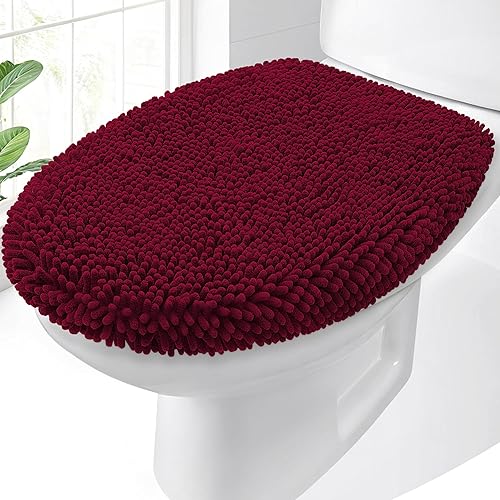 Vista 9 de OLANLY Funda de chenilla suave para tapa de inodoro de baño, lavable a máquina, 17.5 x 15 pulgadas, respaldo de goma que se mantiene en su lugar, se