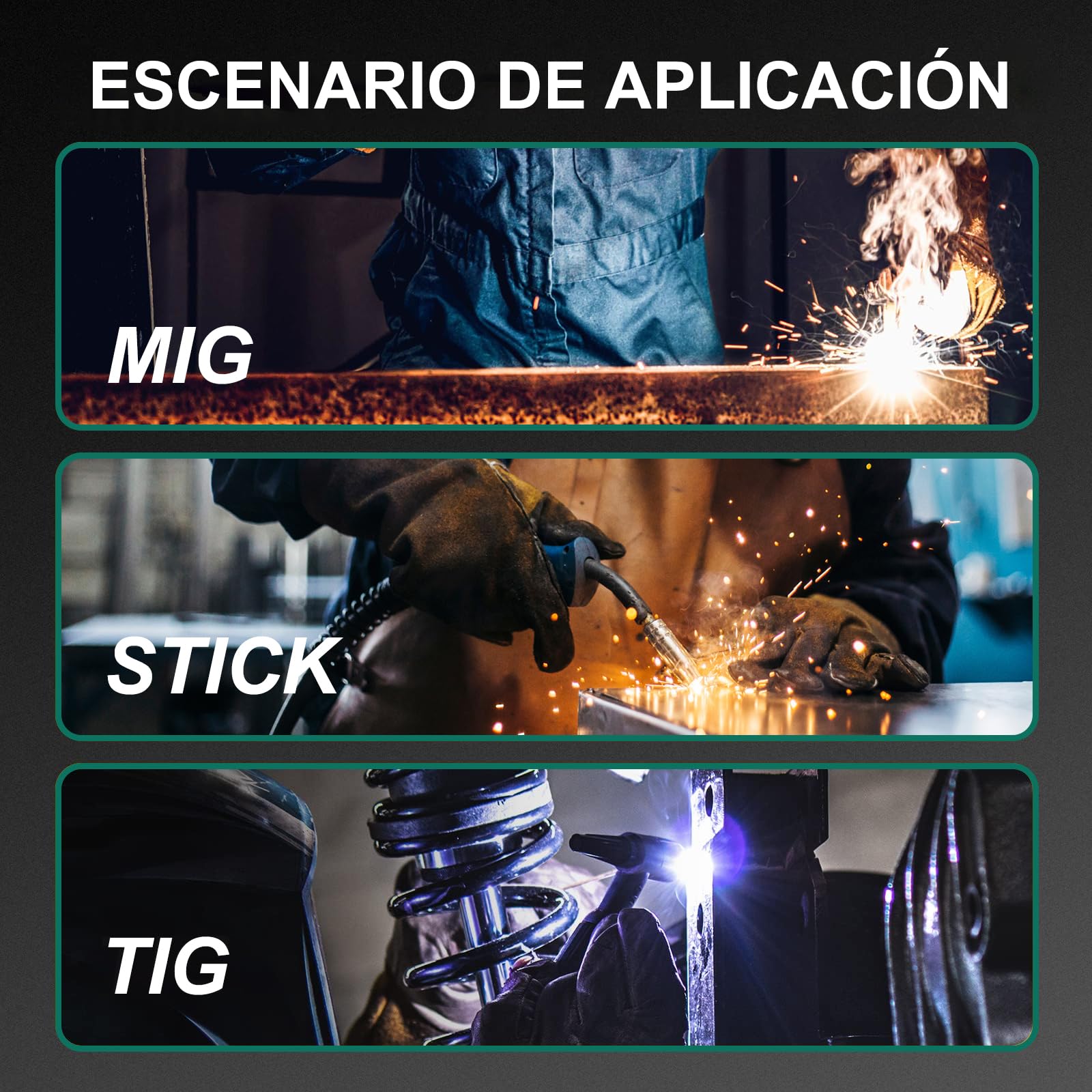 HYCHIKA Máscara de Soldador Auto Oscurecible - Casco de Soldador Solar con Pantalla Ajustable DIN 9-13 y 2 Sensores Independientes, Casco de Soldador con Batería Reemplazable, Gorro de Soldador