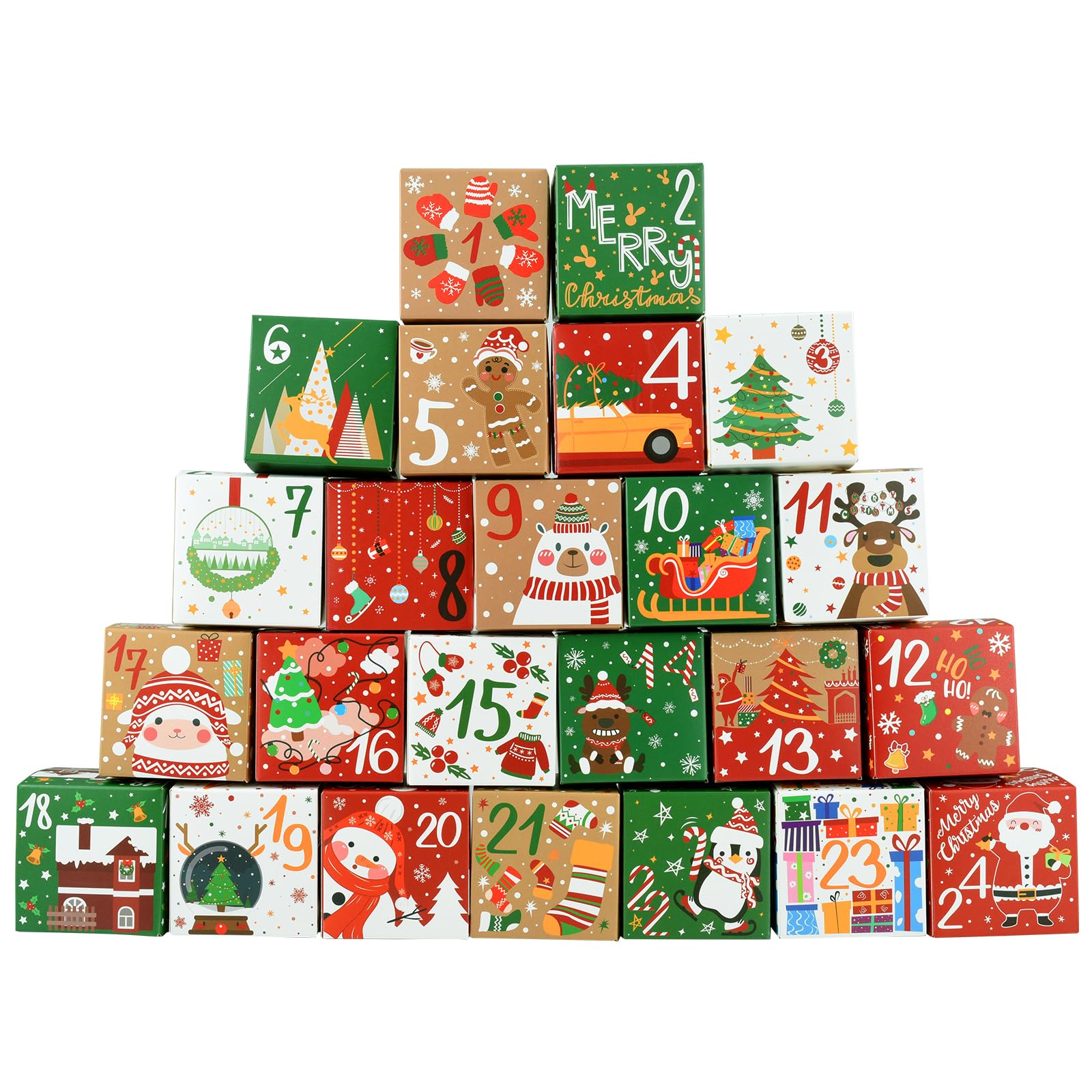 TIDEVAN Calendrier De L'Avent Boites,24 Pièces Calendrier Noel Boîte Boîtes Pour Calendrier De L