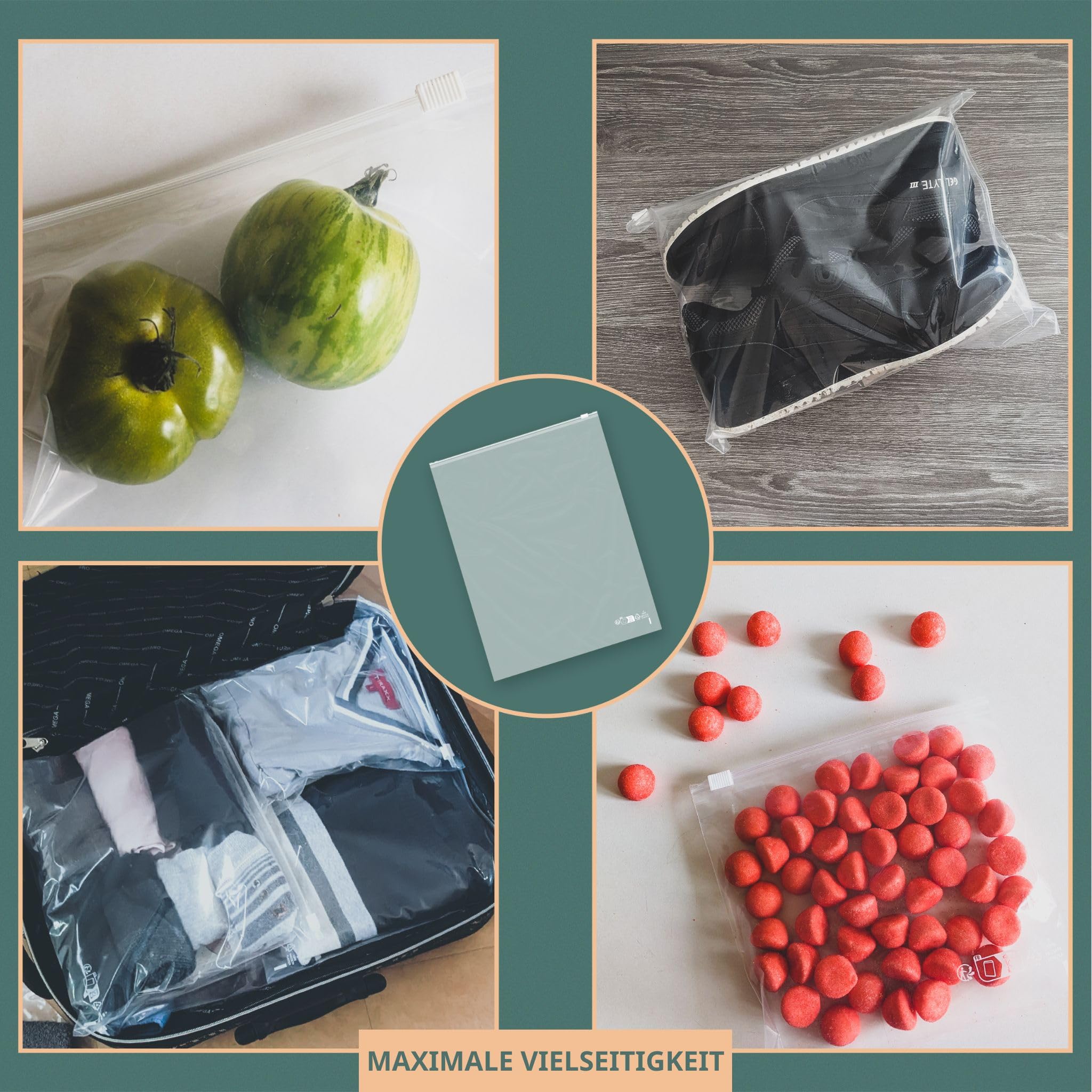 PACKY - Gefrierbeutel 40x30 cm 250 Stück - Reißverschluss Beutel Zip - Frischhaltung | Dicht Verschluss