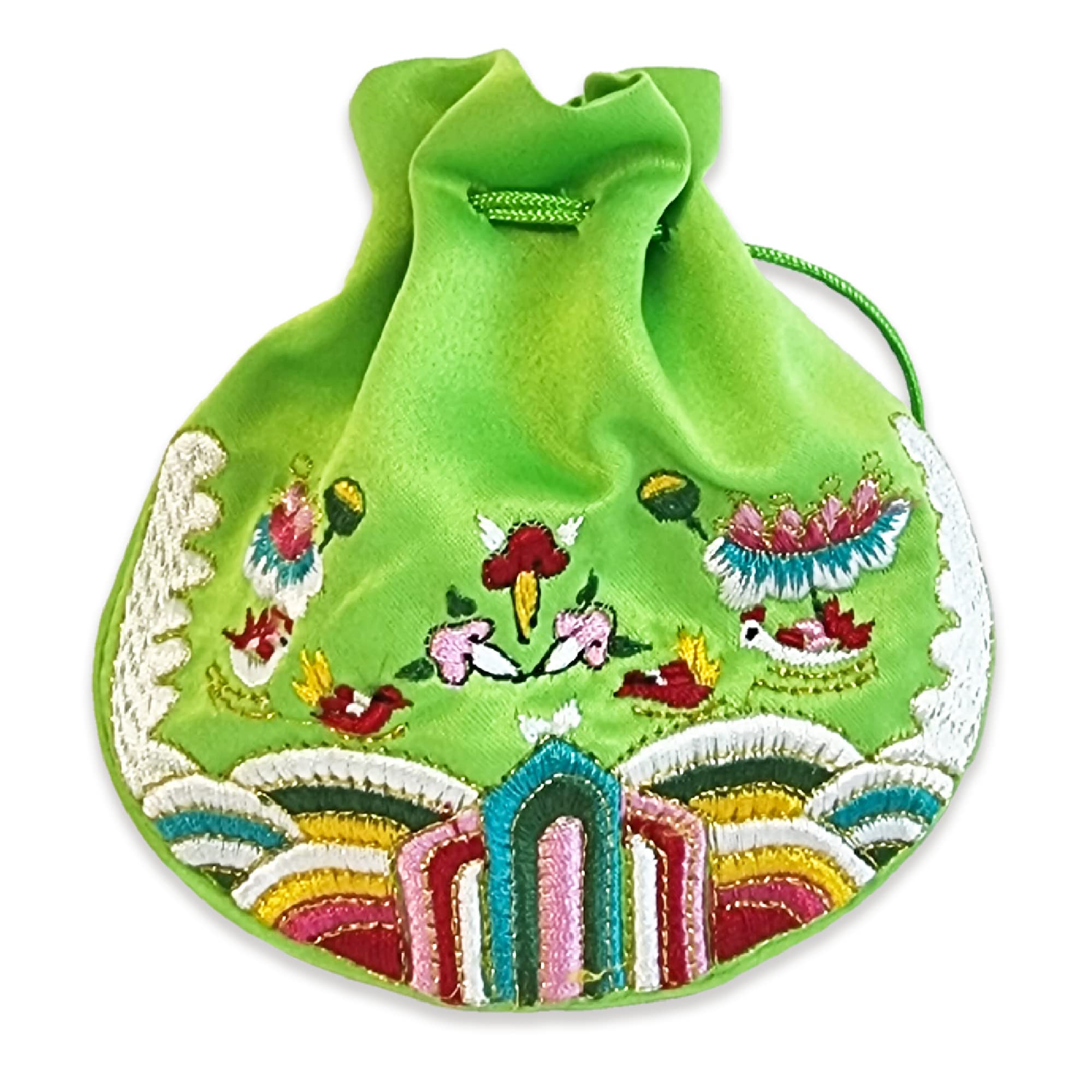 GenericSeoulful Vintage Korean Embroidered Bokjumeoni - Traditional Lucky Pouch - Hanbok Fortune Chuseok Gifts Bag (Green)
