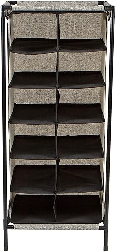 Miniatura 3 de Simplify Organizador de zapatos independiente, 12 pares, bueno para tacones, zapatos planos y tenis, diseño apilable, negrogris