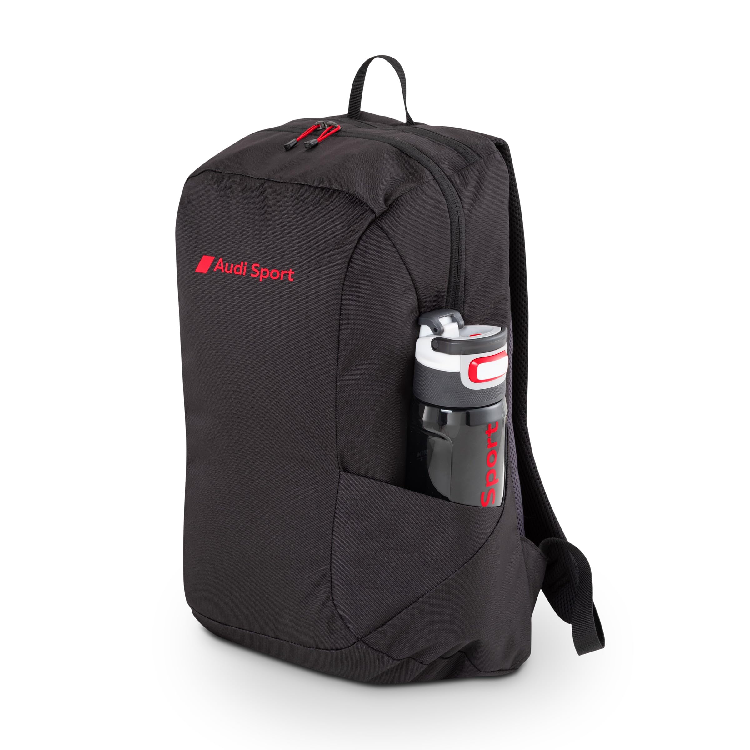 Audi 3152500600 Rucksack Backpack Daypack Tasche Tagesrucksack, schwarz, mit Audi Sport Schriftzug in rot