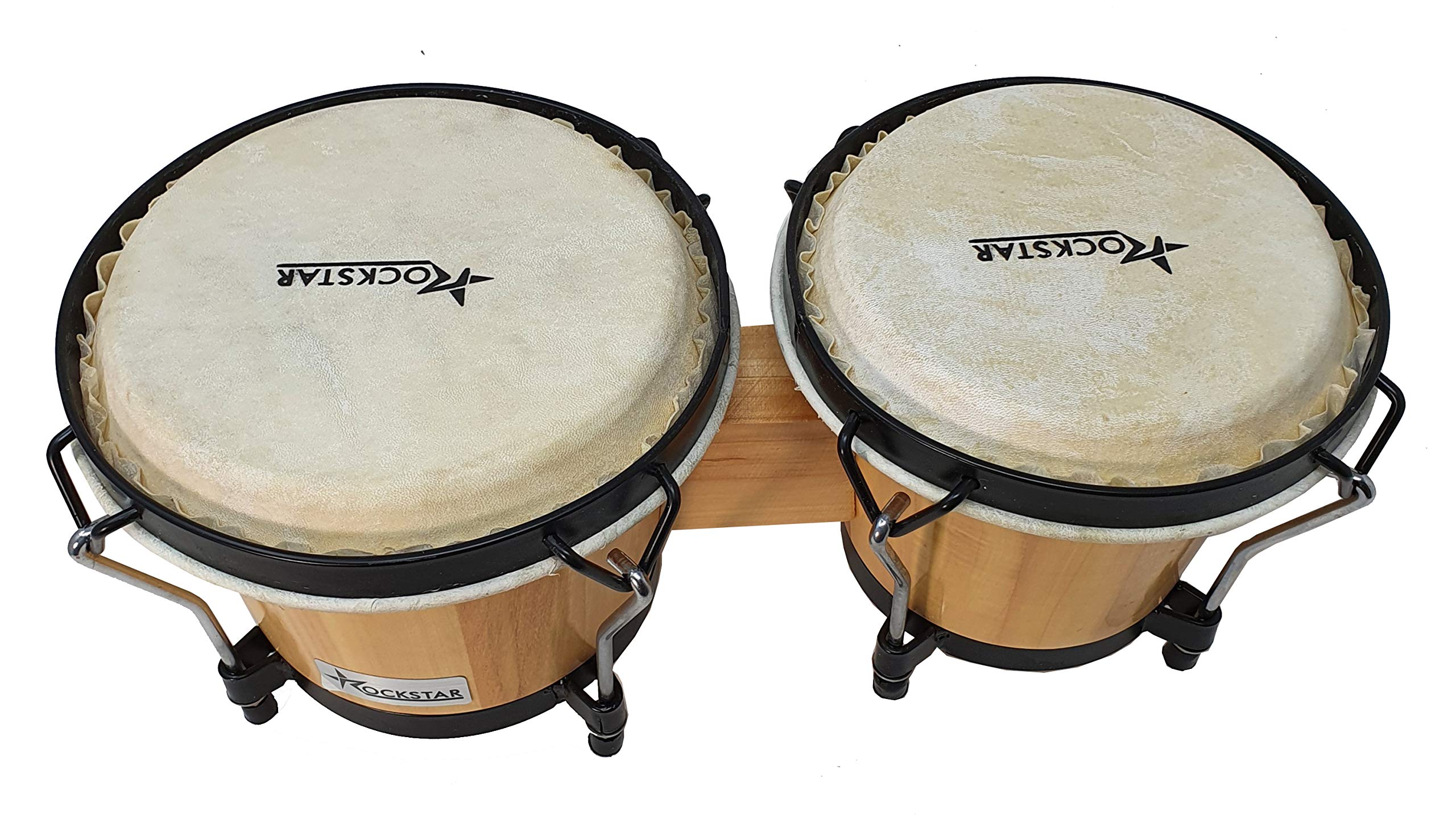 BONGO DE MADERA COLOR NATURAL ROCKSTAR LS105F-NT 6,5" y 7,5" PARCHE PIEL DE BUFALO - ROCKMUSIC