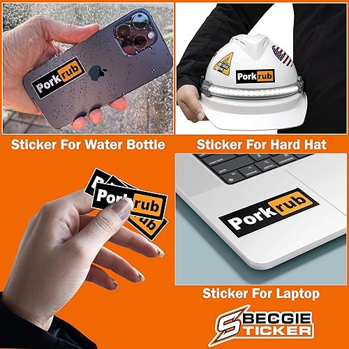 Miniatura 2 de (3 unidades) Calcomanías de goma de cerdo para barbacoa, senderismo, campamento, calcomanías divertidas de vinilo impermeable para automóvil,