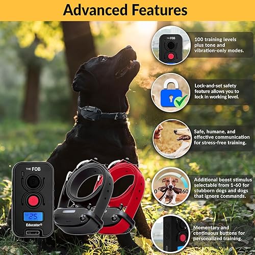 Miniatura 8 de Educator FOB - Collar de entrenamiento para perros de 300 yardas con control remoto, estimulación humana, tono pavloviano, impermeable, collar de