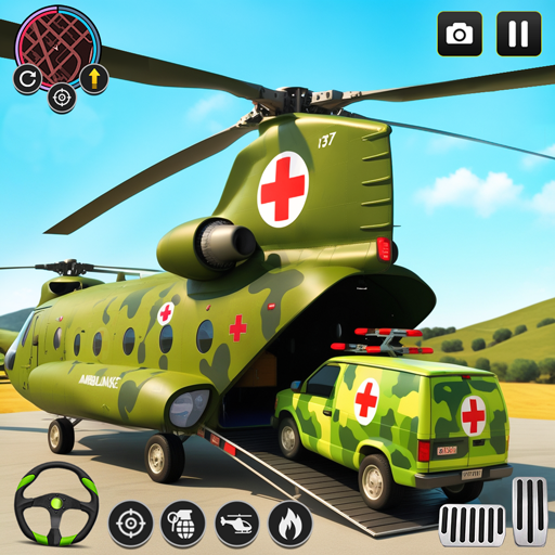US Army Helicopter Rescue Ambulance Driving Games OffRoad Prisoner Transport