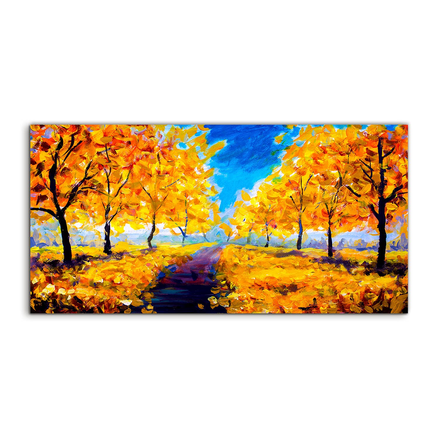 Coloray Pintura acrílica Cuadro De Pared 100x50cm Vidrio Acrílico Sala De Estar Arte Mural - Árboles de otoño