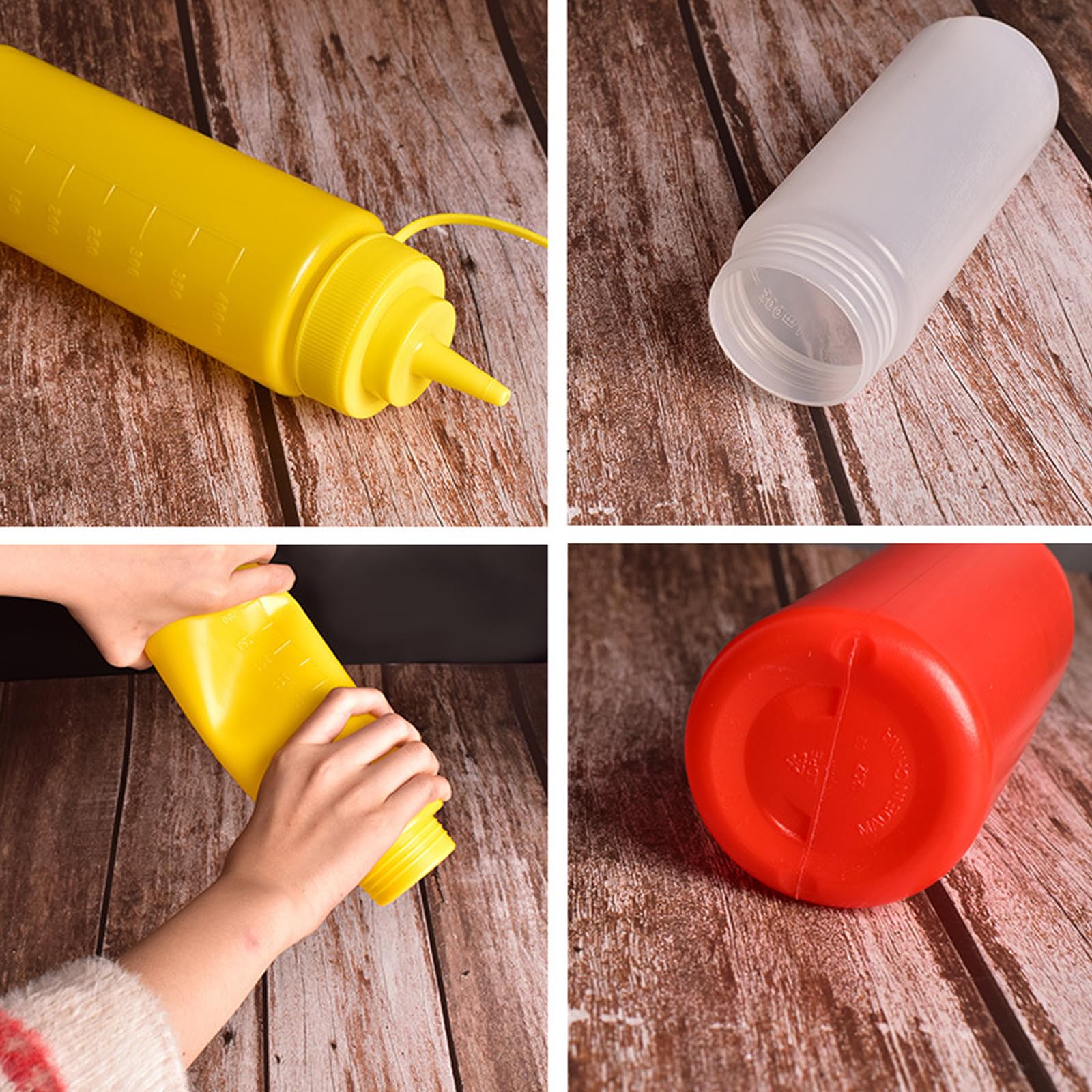 HENDI Squeeze fles, set van 3, transparant, 0,35L, saus dispenser, saus