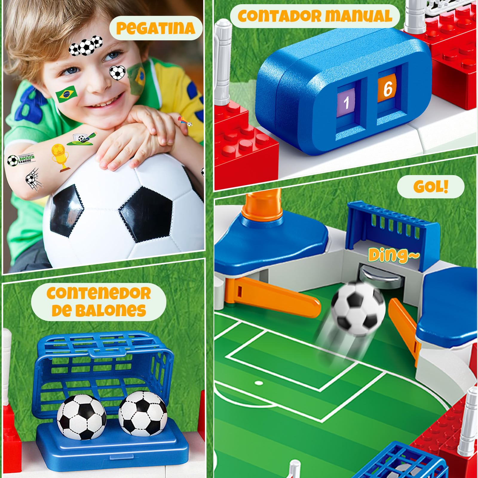 Futbolines para Niños, 55 × 31 Mini Futbolin Juegos de Futbol con 8 Futbol, Contador Manual, Pegatina, Matraquilhos Criança Juego de Mesa para 4 5 6 7 8 9 10 Años
