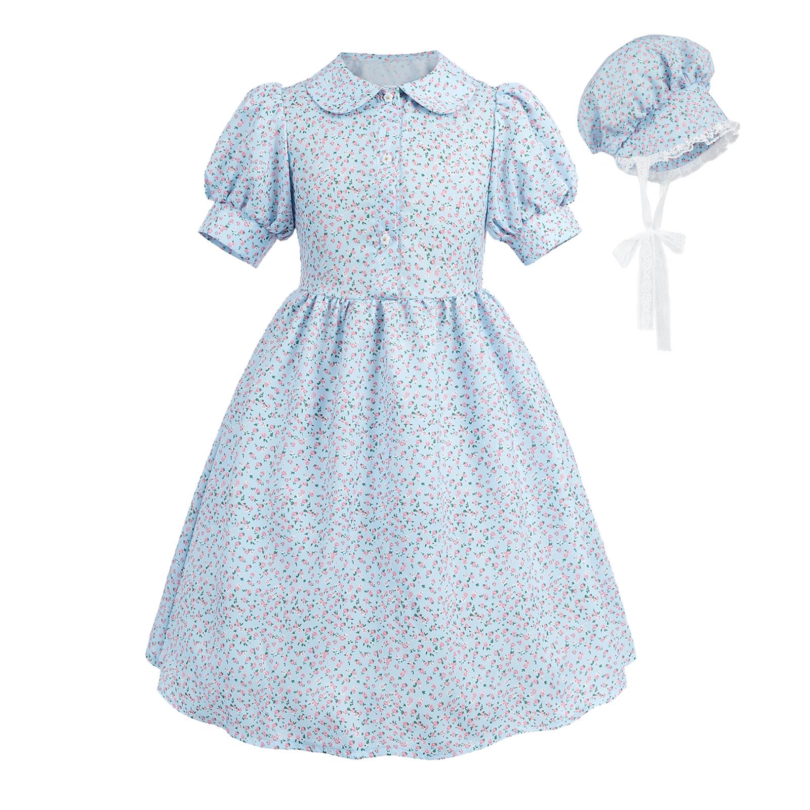 CR ROLECOSGirls Prairie Pioneer Dresses Laura Ingalls Wilder Pilgrim Colonial Costume Dress