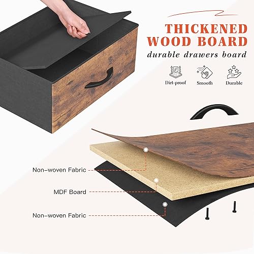 Miniatura 7 de EnHomee Cómoda de 14 cajones, cómodas altas para dormitorio, cómodas y cómodas, marco de metal resistente y parte superior de madera, fácil montaje,