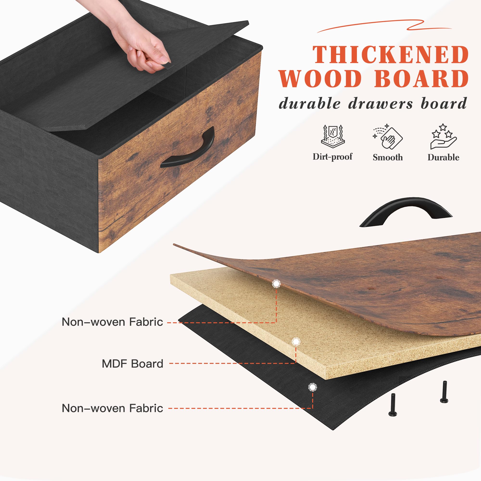 EnHomee 14 Drawer Dresser, Tall Dressers for Bedroom, Large Bedroom Dressers & Chests of Drawers, Sturdy Metal Frame & Wood Top, Easy Assembly, Closet, Living Room, Rustic Brown