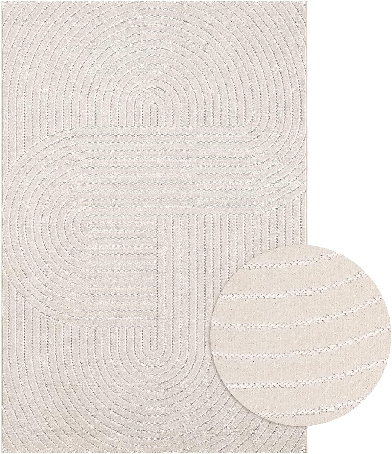 the carpet Santo Plus tappeto moderno - tappeto di alta qualità per soggiorno, camera da letto, color crema, tappeto boho in 140 x 200 cm in polipropilene