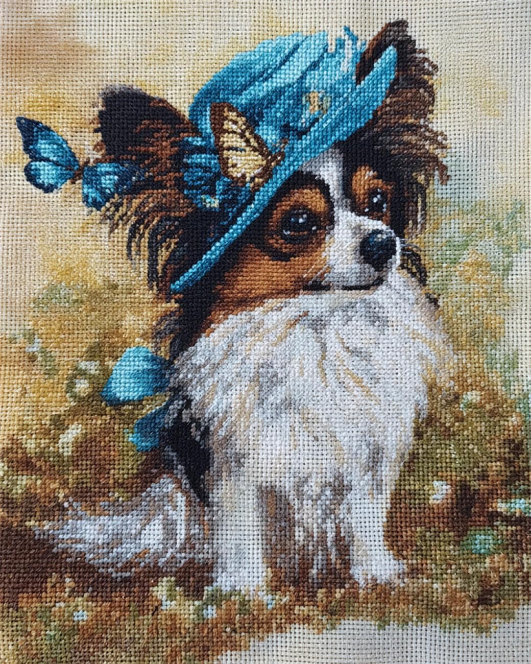 AYAOYANGGO Animal DIY Embroidery Beads Set Dog and Butterfly DIY Set with Beads Hand Made Beading Painting Kit from Needlework Handcraft Needle Arts Decor 60x80cm
