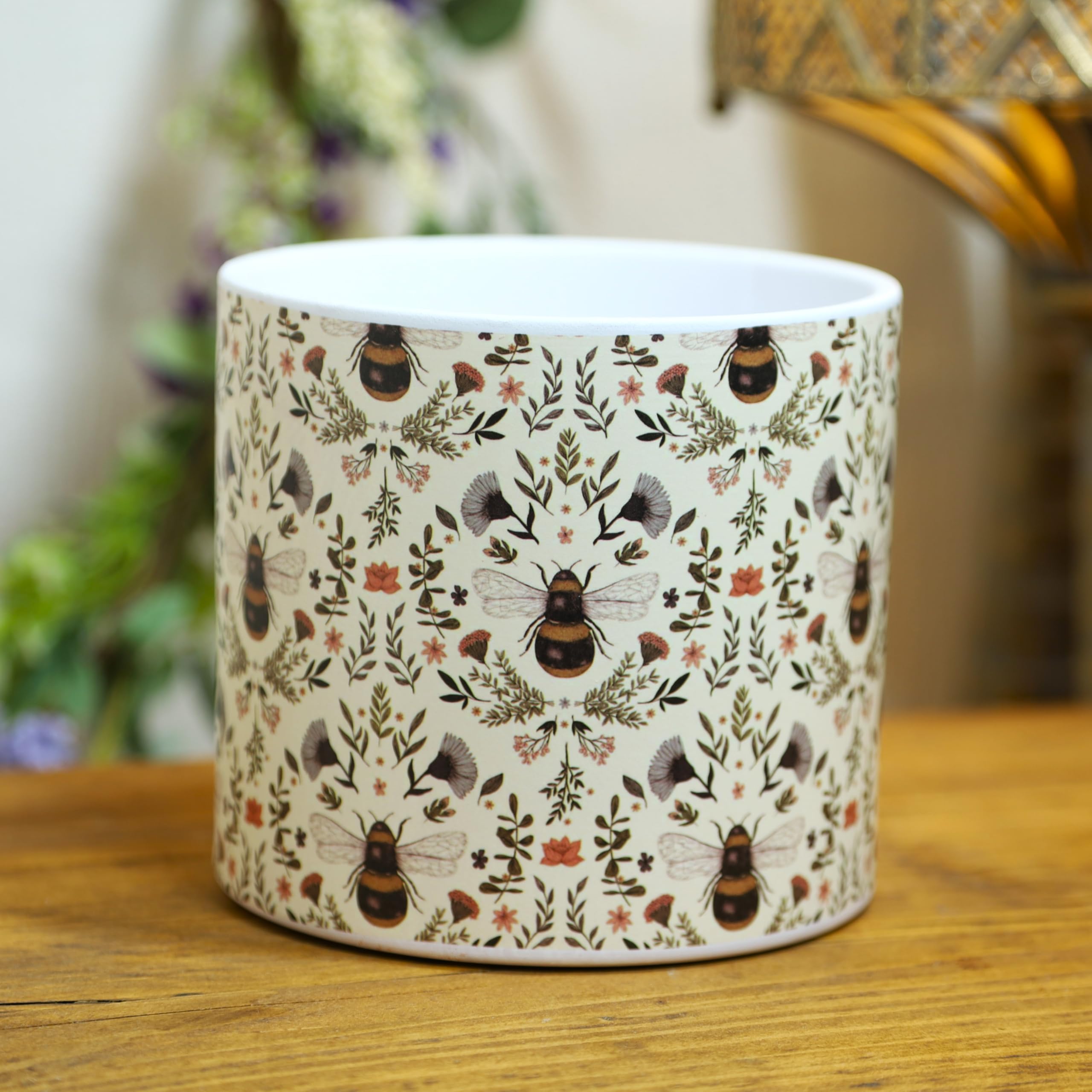 Fyne-Finds Multicolour Ceramic Botanical Bee Plant Pot 14Cm,5Inch Planter Flower Herb Home Decorative