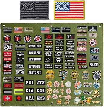 Tactical Patch Wall Board,Collapsible Tactical Patch Display, Hook and Loop Military Patches Holder
