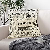 Vista 4 de Funda de almohada personalizada con nombre, fundas de almohada de lino con nombre personalizado, funda de almohada personalizada con tu nombre