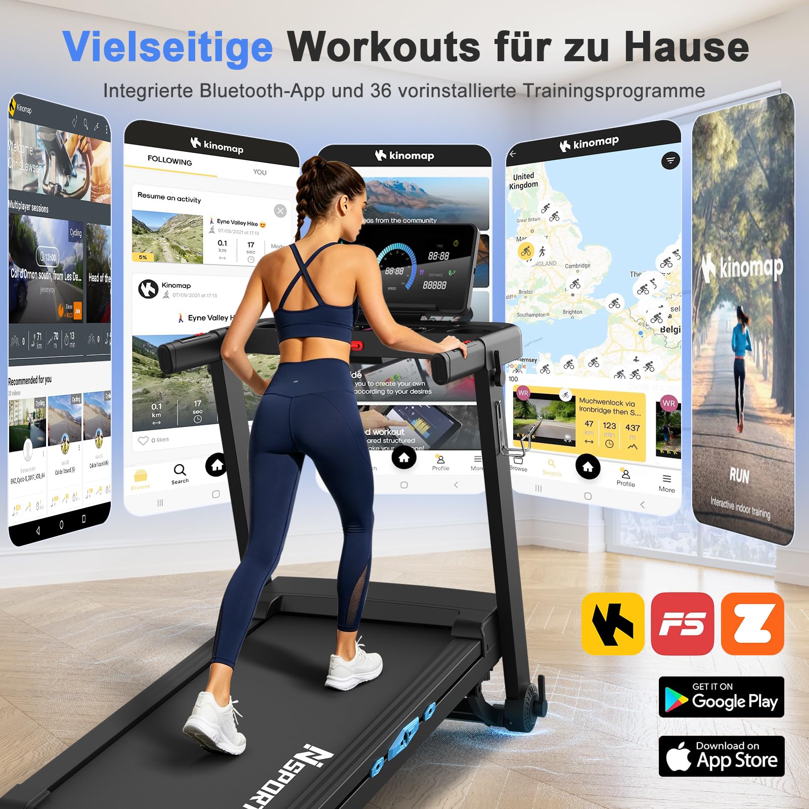 Neezee Laufband für Zuhause Klappbares,20% Steigung,1-16 km/h,4.5PS,150kg