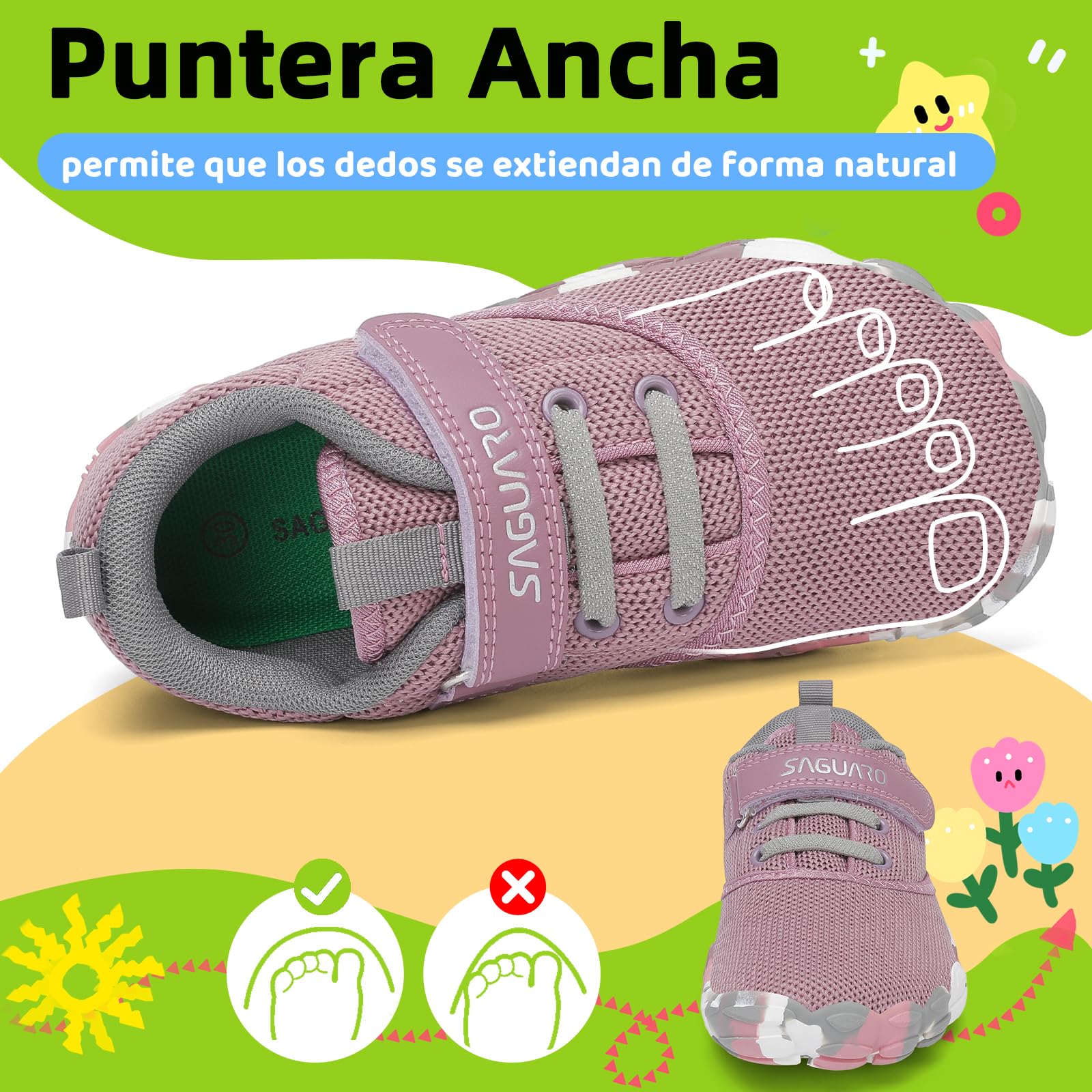 SAGUARO Zapatillas Barefoot Niños Antideslizantes y Ligeras Calzado Descalzos, Talla 24-36 — view 2