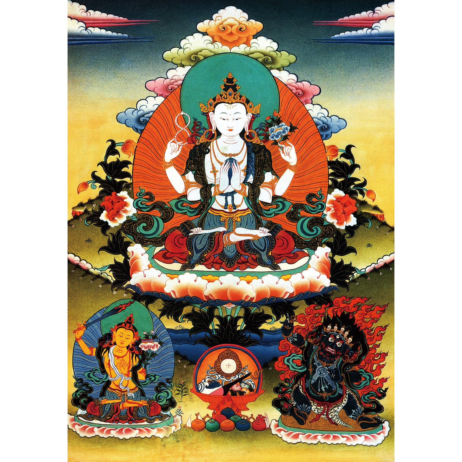 Bristlegrass Wooden Jigsaw Puzzles for Adults 1000 Pieces - Tibetan Buddhist Art Thangka Three Masters of Tibetan-Chinese Style Buddhism - Gifts (1000pcs) — image 1