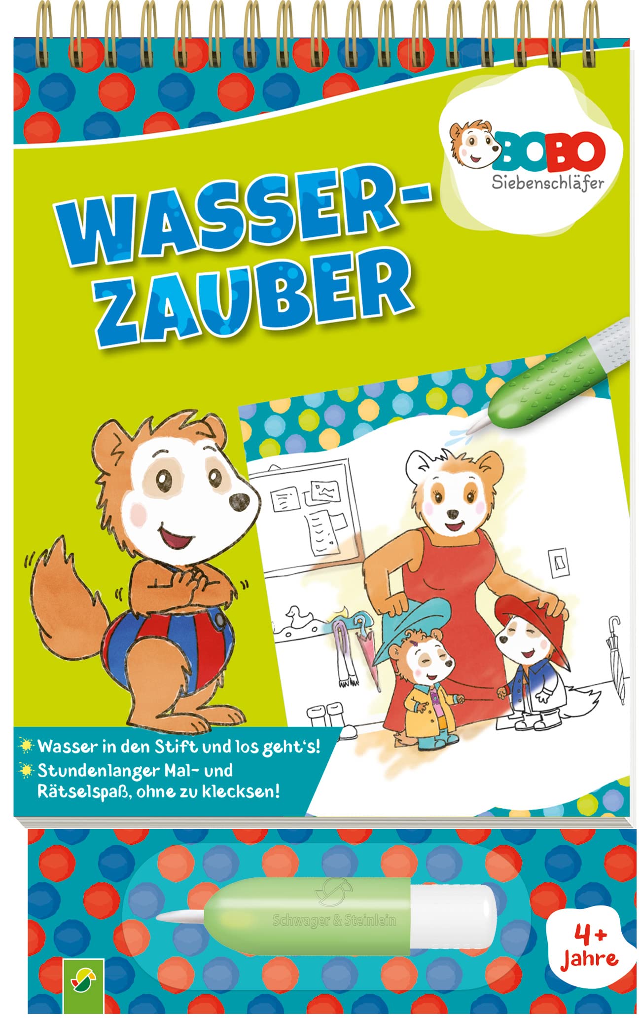 Bobo Siebenschläfer Wasserzauber: Einfach mit Wasser malen!: Mal- und Rätselbuch mit Wassertankstift für Kinder ab 4 Jahren