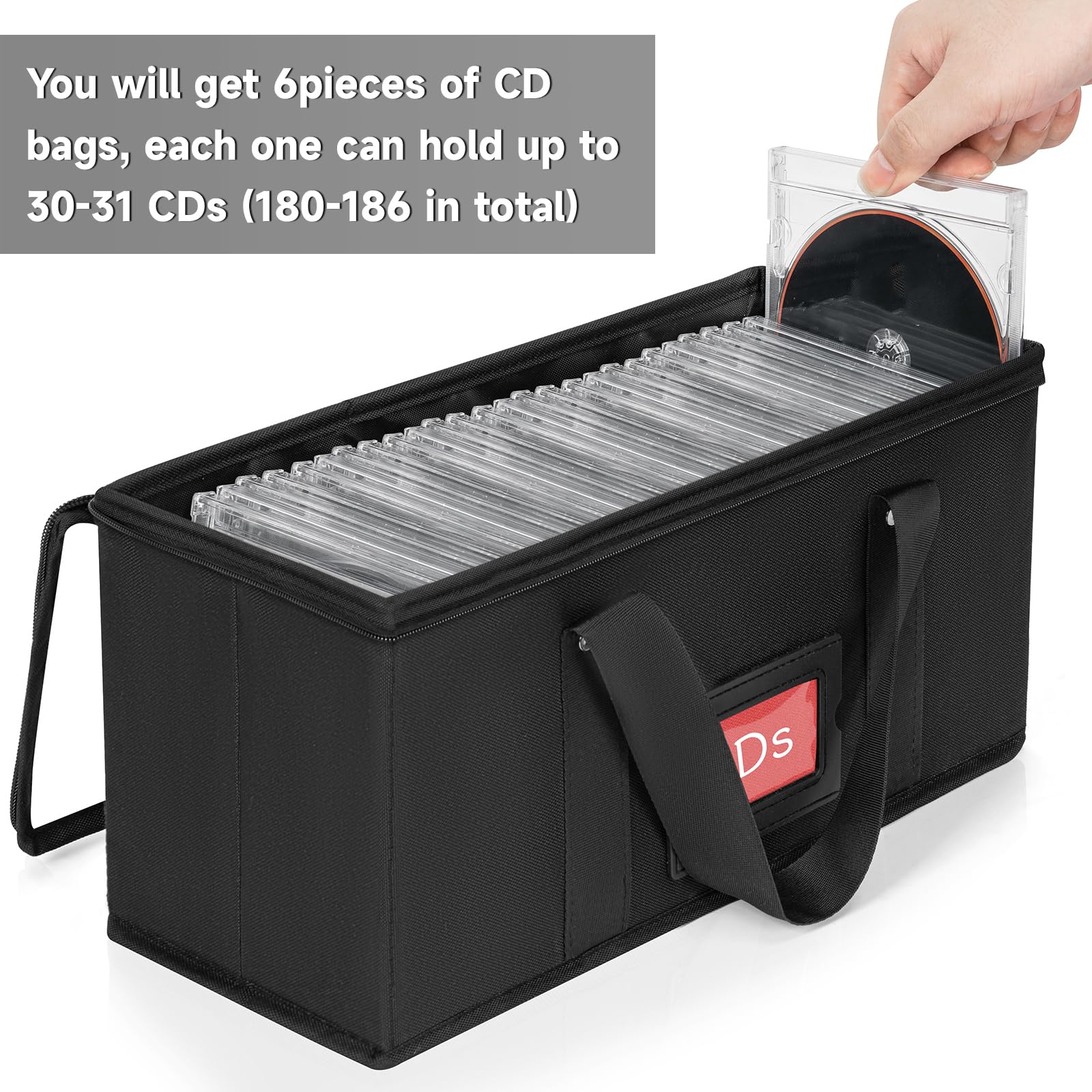 AKOZLIN Lot de 6 boîtes de rangement pour CD, couvercle en PVC transparent, étiquettes, peut contenir 31 étuis | Couvercle en PVC transparent, étiquettes d'index, peut contenir 31 boîtiers CD ou 170 disques, support pour CD