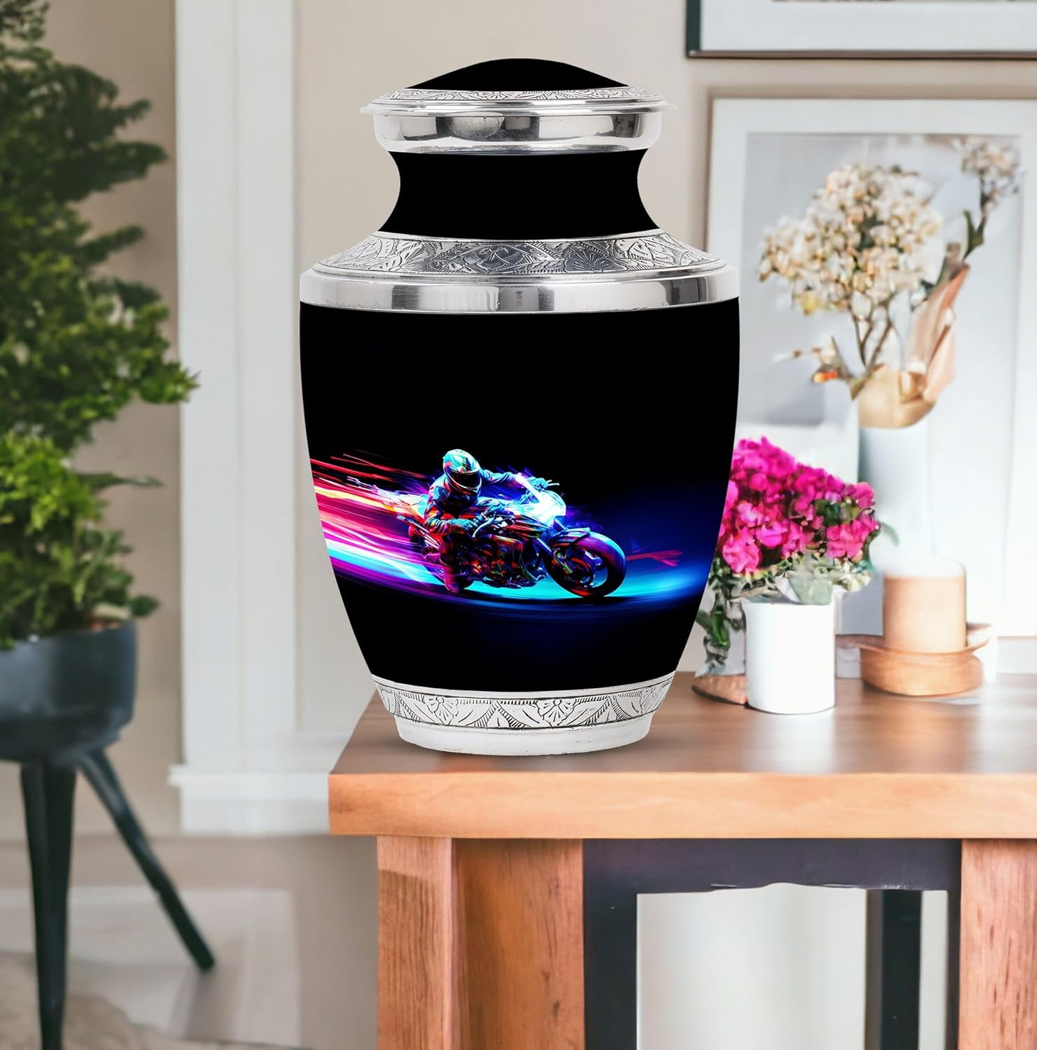 Motorcycle Urn for Human Ashes Adult Female, Biker Urns - Large Decorative Cremation Urns for Women, Ash Container for Biker, Memorial Burial Urn for Ashes, 10 Inch - Image 6