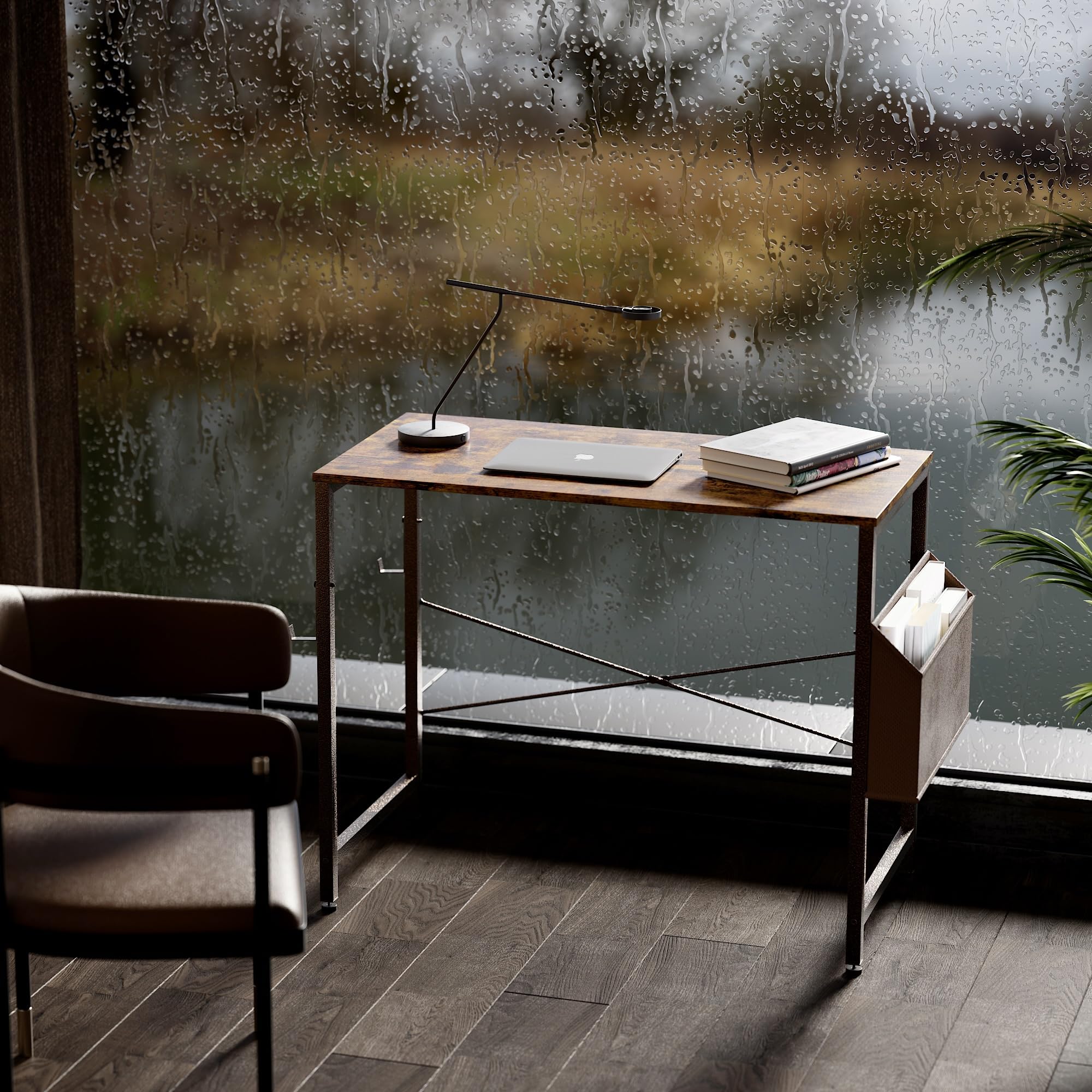 Pamray 32 Inch Computer Desk Small Spaces Desk with Storage Bag for Bedroom Writing and Home Office Work Small Study Desk Table Vintage