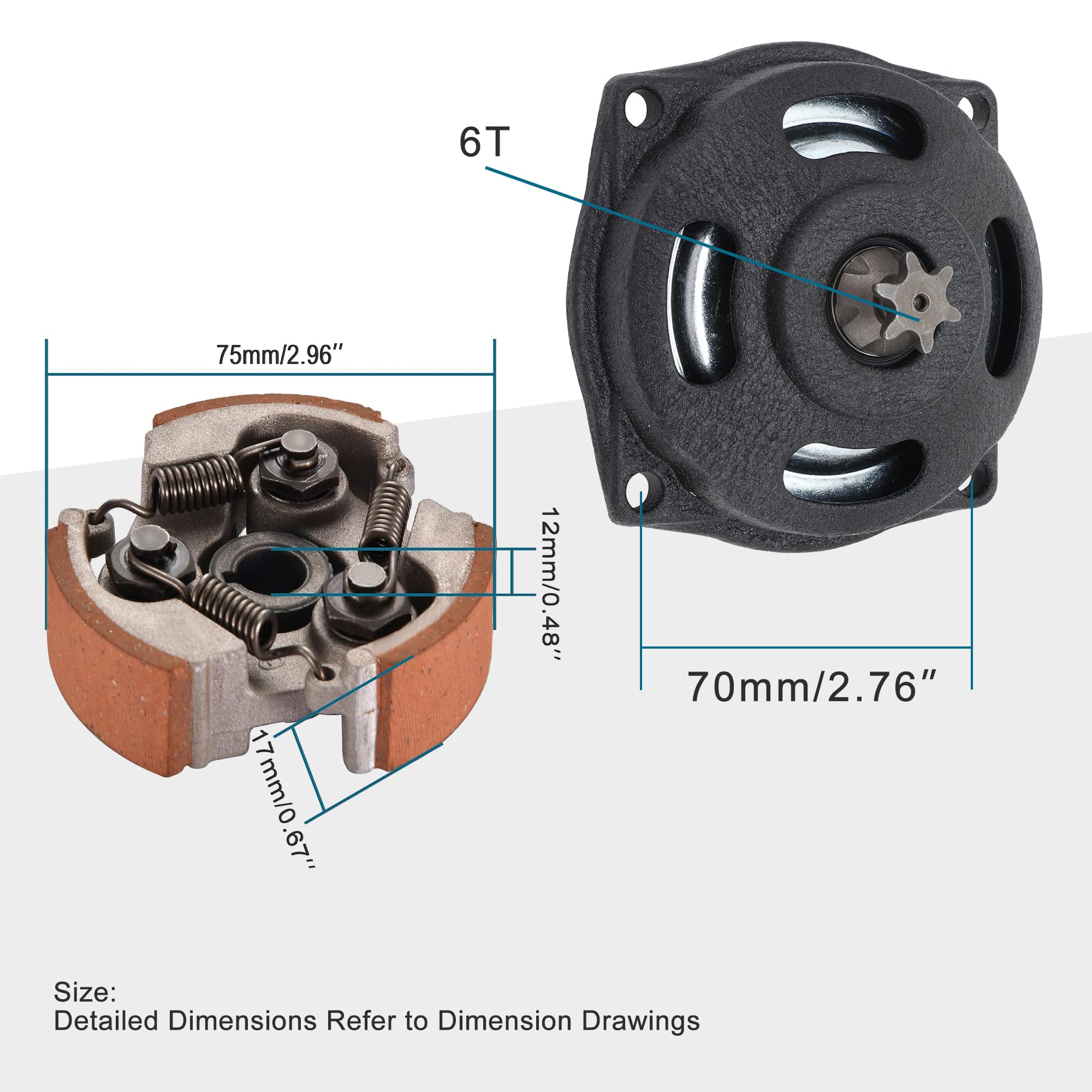 GOOFIT 6 Denti Tamburo Della Frizione Assemblaggio con kit disco frizione sostituzione per 2 tempi 47cc 49cc Pocket Dirt Bike Mini ATV Quad Scooter
