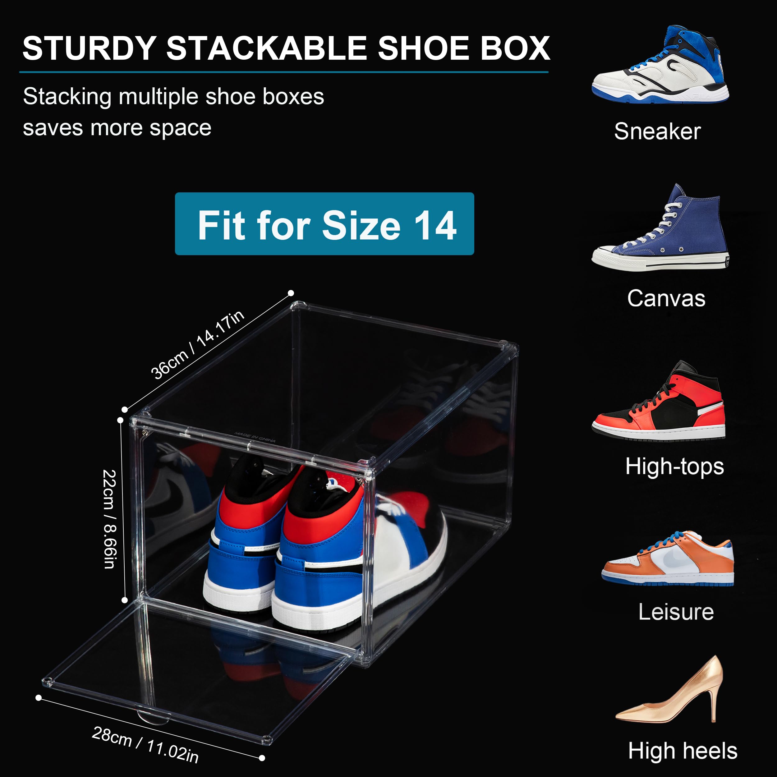 Amazon.com: BSFHH 12 Pack Shoe Boxes, Clear Acrylic Stackable