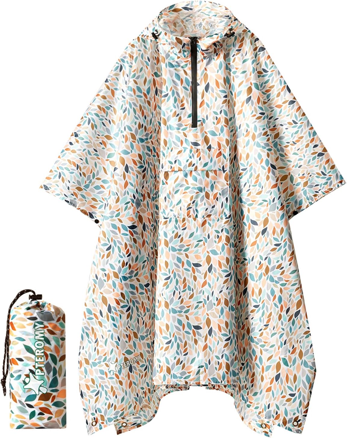 Hooded Rain Poncho for Adult with Pocket, Waterproof Lightweight Unisex Raincoat for Hiking Camping Emergency