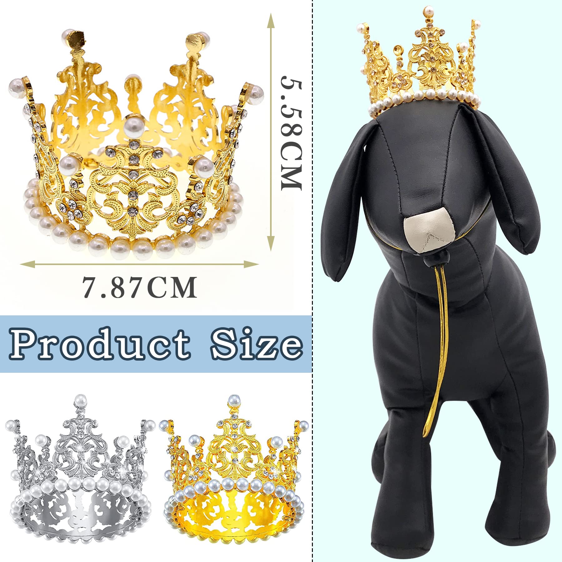 Corona per cani con strass oro argento principessa copricapo festa per cani piccoli e medi gatti