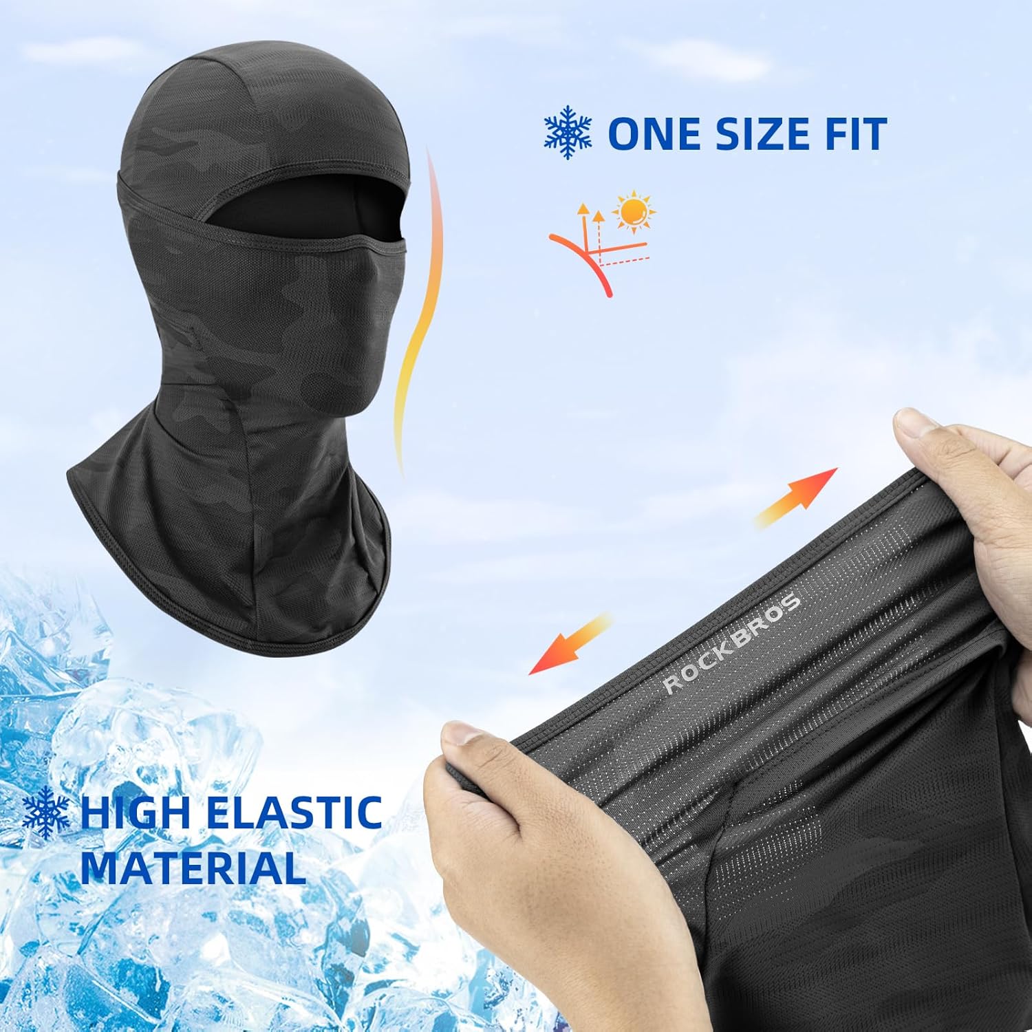 ROCKBROS Balaclava Face Mask for Men Women, Cooling & Breathable Summer Mask,UV Sun Protection for Cycling，Running