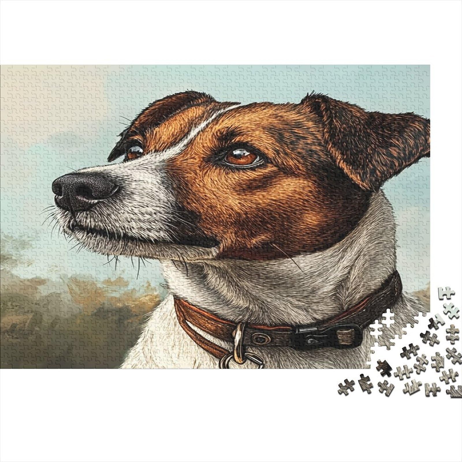 Jack Russell Terrier Jigsaw Puzzle for Adults 1000 Piece Jigsaw Puzzle Paper Animal Portrait Relaxing Home Decor Family Game Gift Focus 52x38cm/1000pcs 52x38cm/1000pcs
