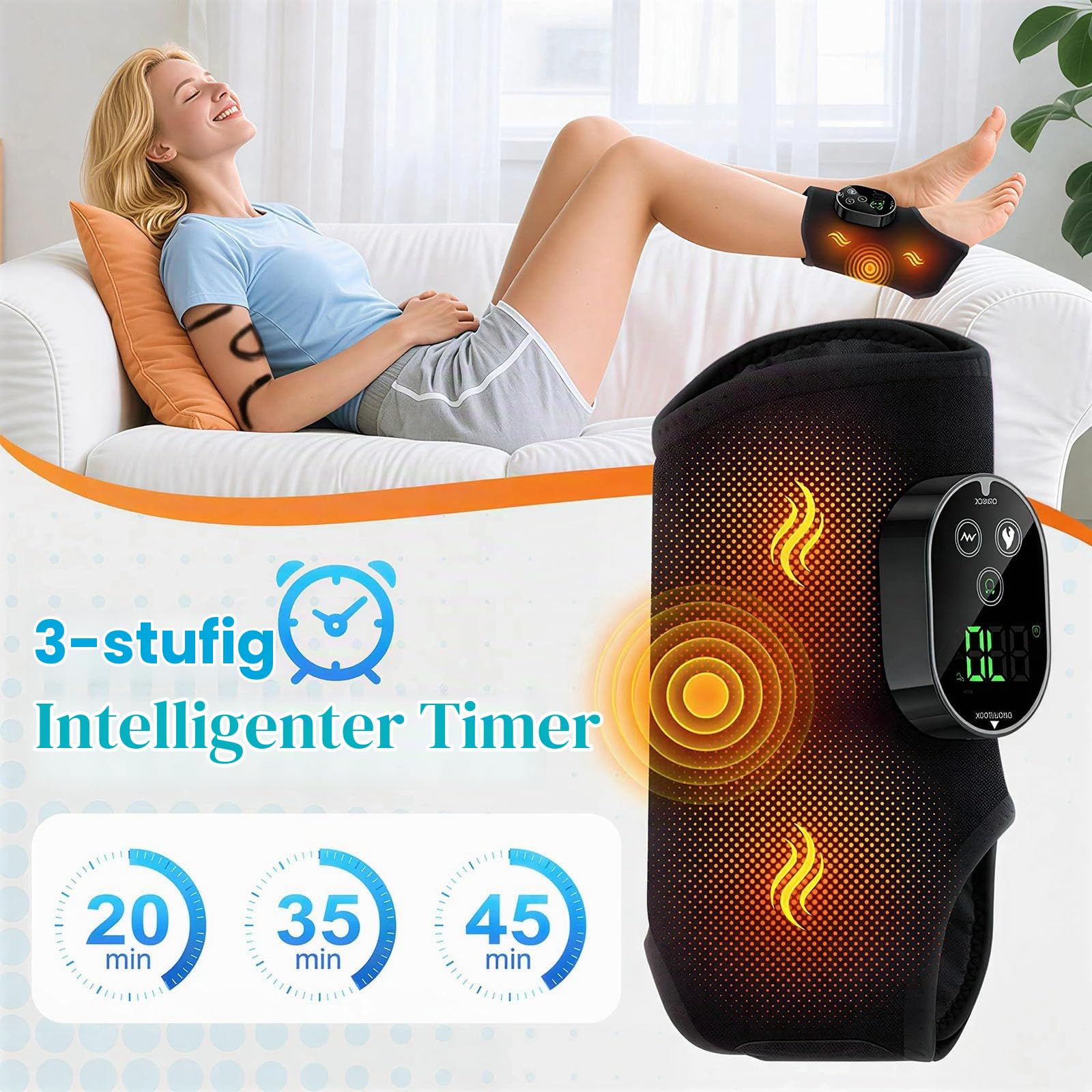 Kabelloses Fußmassagegerät bei Neuropathie, 6 Wärme & 3 Vibrationsstufen