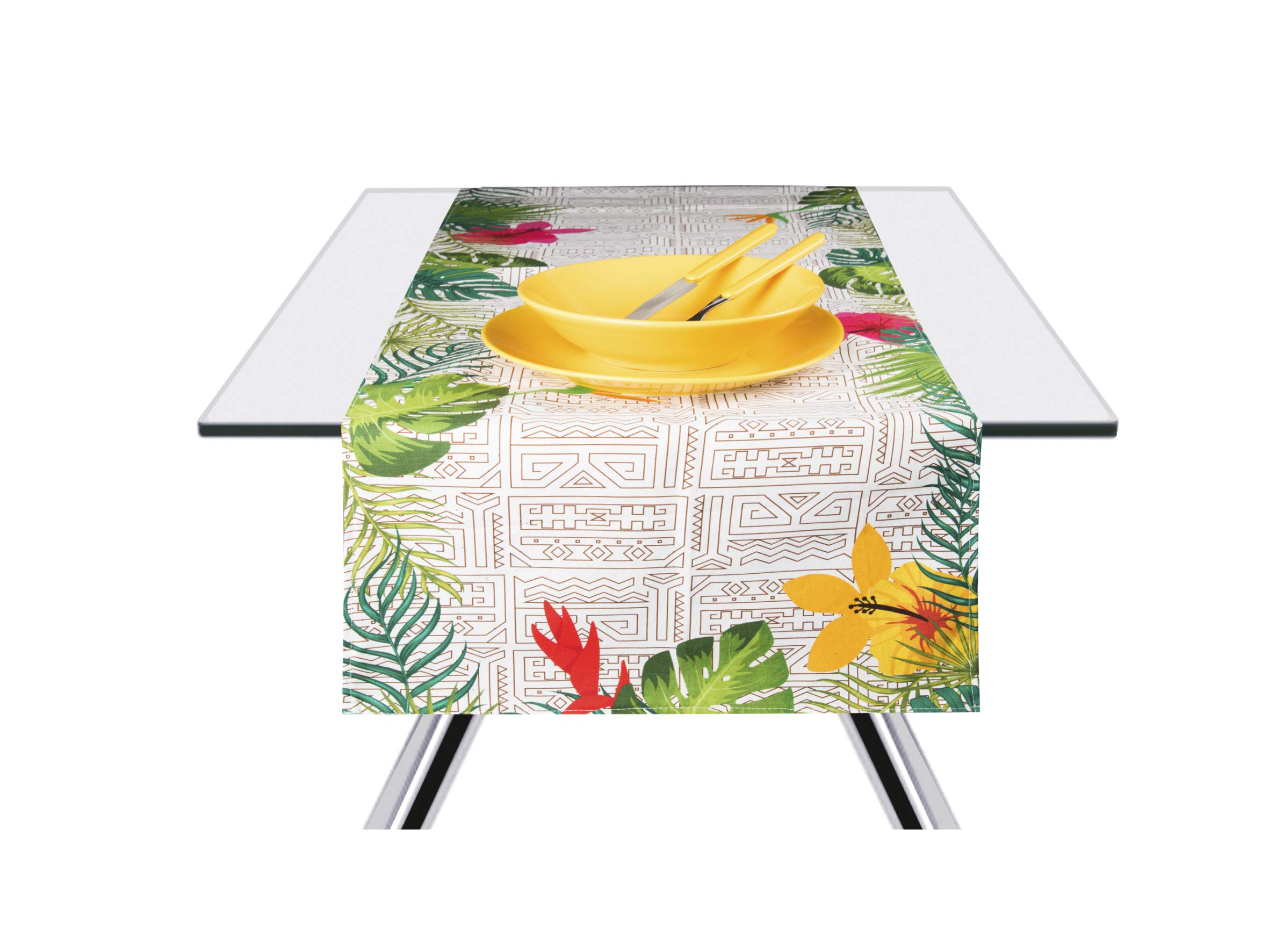 Excelsa Tiki Table Runner, 100% Cotton, Multicoloured, 45 x 140 cm